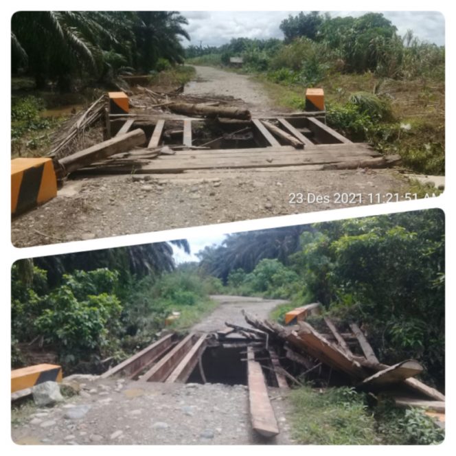 
					Dua Buah Jembatan di Jalan Provinsi Batahan – Sinunukan Rusak Diterjang Banjir