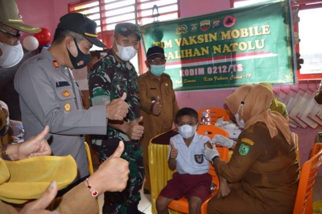 
					Tinjau Vaksinasi Anak Usia 6 – 11 Tahun, Dandim 0212/Tapsel Harap Anak Terlindungi Covid-19