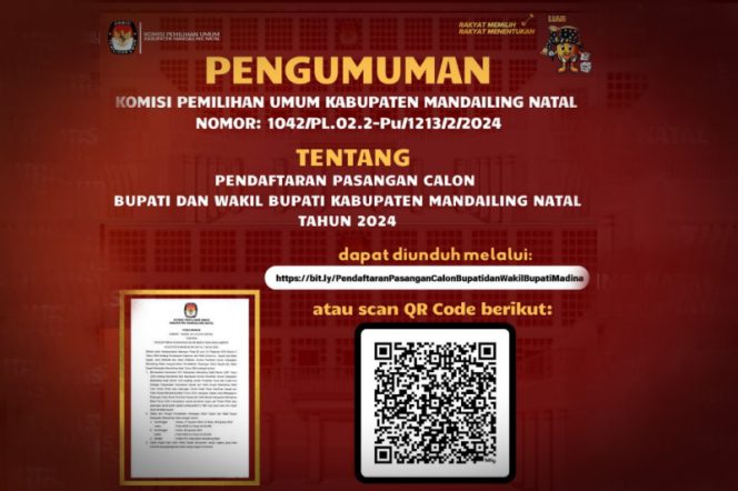 
					KPU Madina Buka Pendaftaran Paslon Pilkada Madina 2024