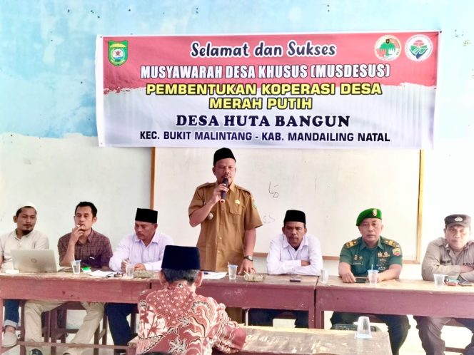 
					Pemerintah Desa Huta Bangun Gelar Musdesus Bentuk Koperasi Desa Merah Putih