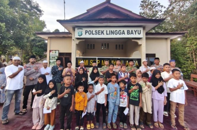 
					Polsek Lingga Bayu Laksanakan Buka Puasa Bersama, Dengarkan Tausiah dan Santuni Anak Yatim
