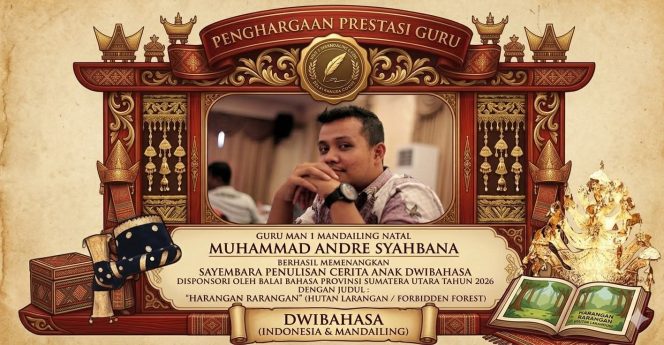 
					Lestarikan Kearifan Lokal, Guru MAN 1 Madina Menangi Sayembara Cerita Anak Dwibahasa 2026