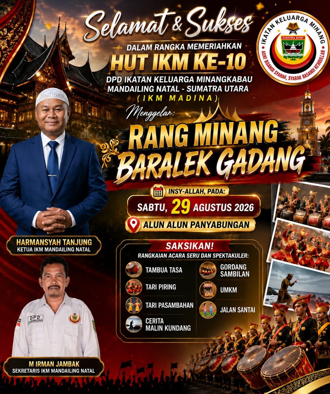 Meriahkan HUT Ke-10, DPD IKM Madina Siap Gelar ‘Rang Minang Baralek Gadang’ pada 29 Agustus 2026